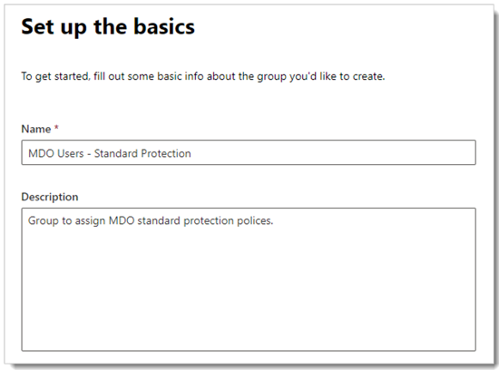 Screenshot of the Set up the basics section.