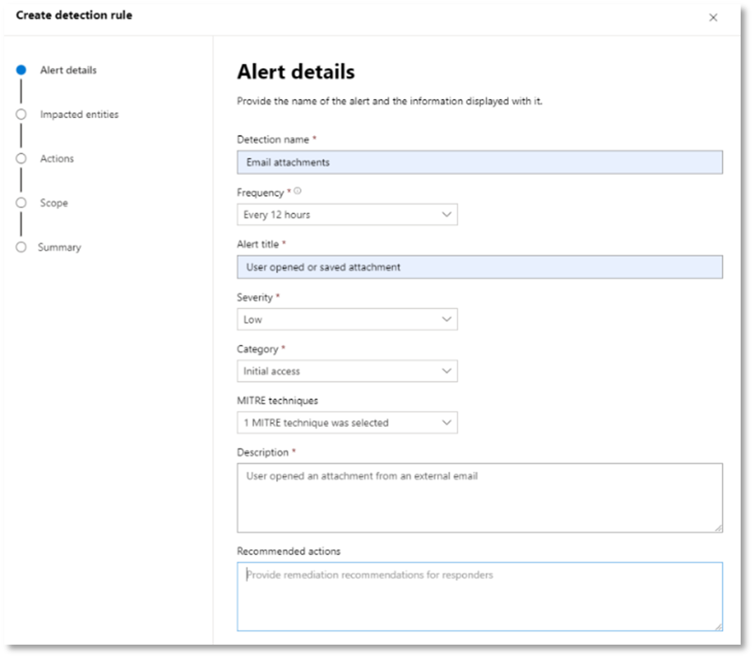 A screenshot of the Alert details page in the Microsoft Defender portal.