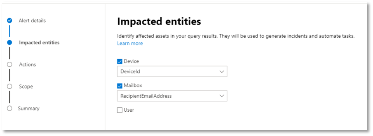 A screenshot of the Impacted entities details page in the Microsoft Defender portal.