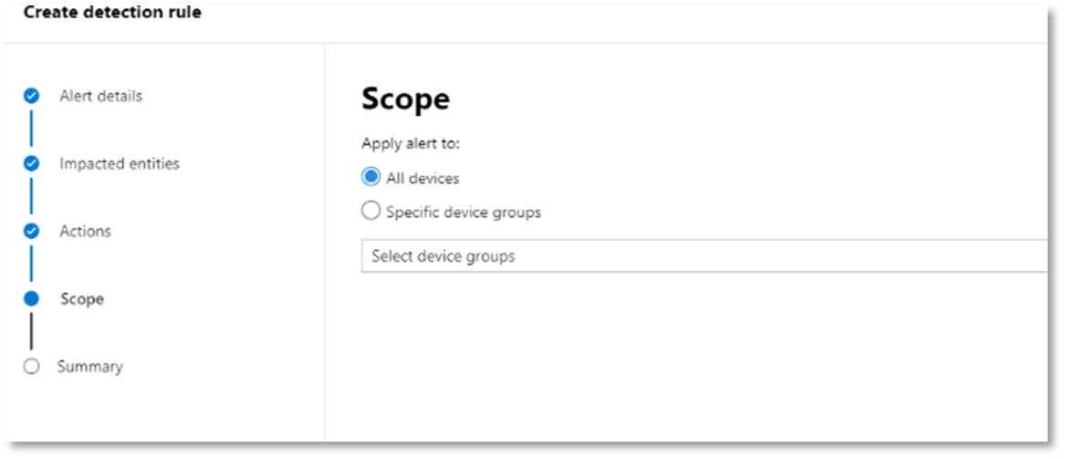 A screenshot of the Scope page in the Microsoft Defender portal.