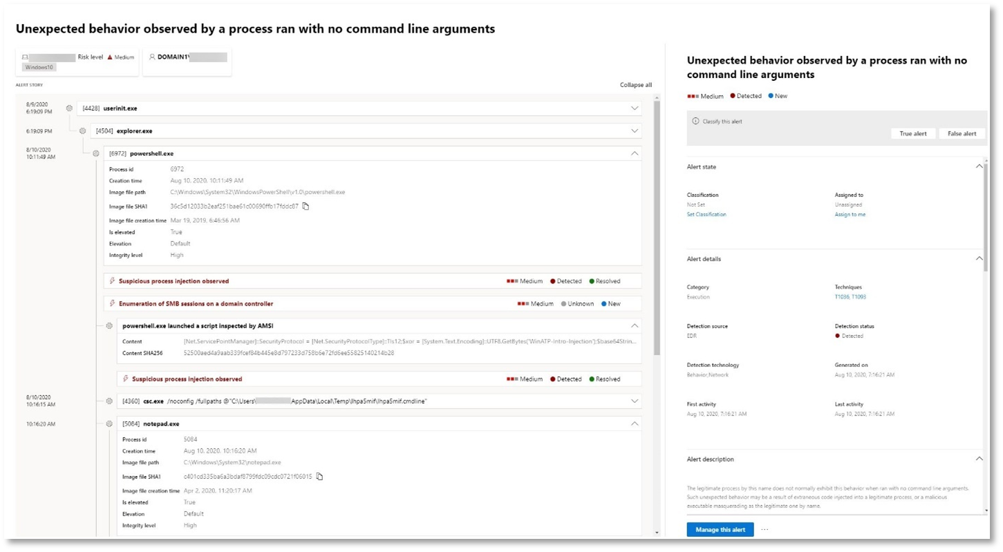 A screenshot of an example for unexpected behavior by a process run with no command line arguments.