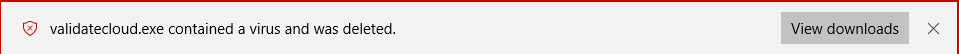 The notification that malware was found in Edge