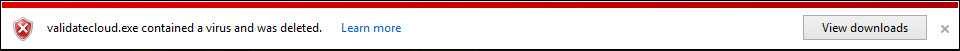 The Microsoft Defender Antivirus notification that malware was found
