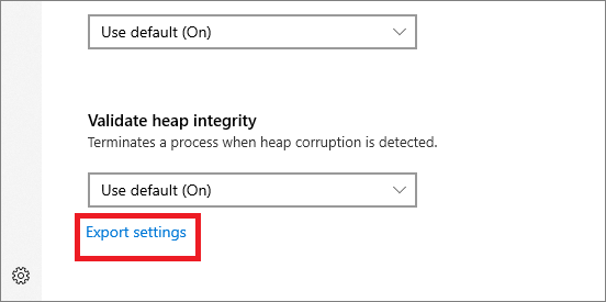 The Export Settings option