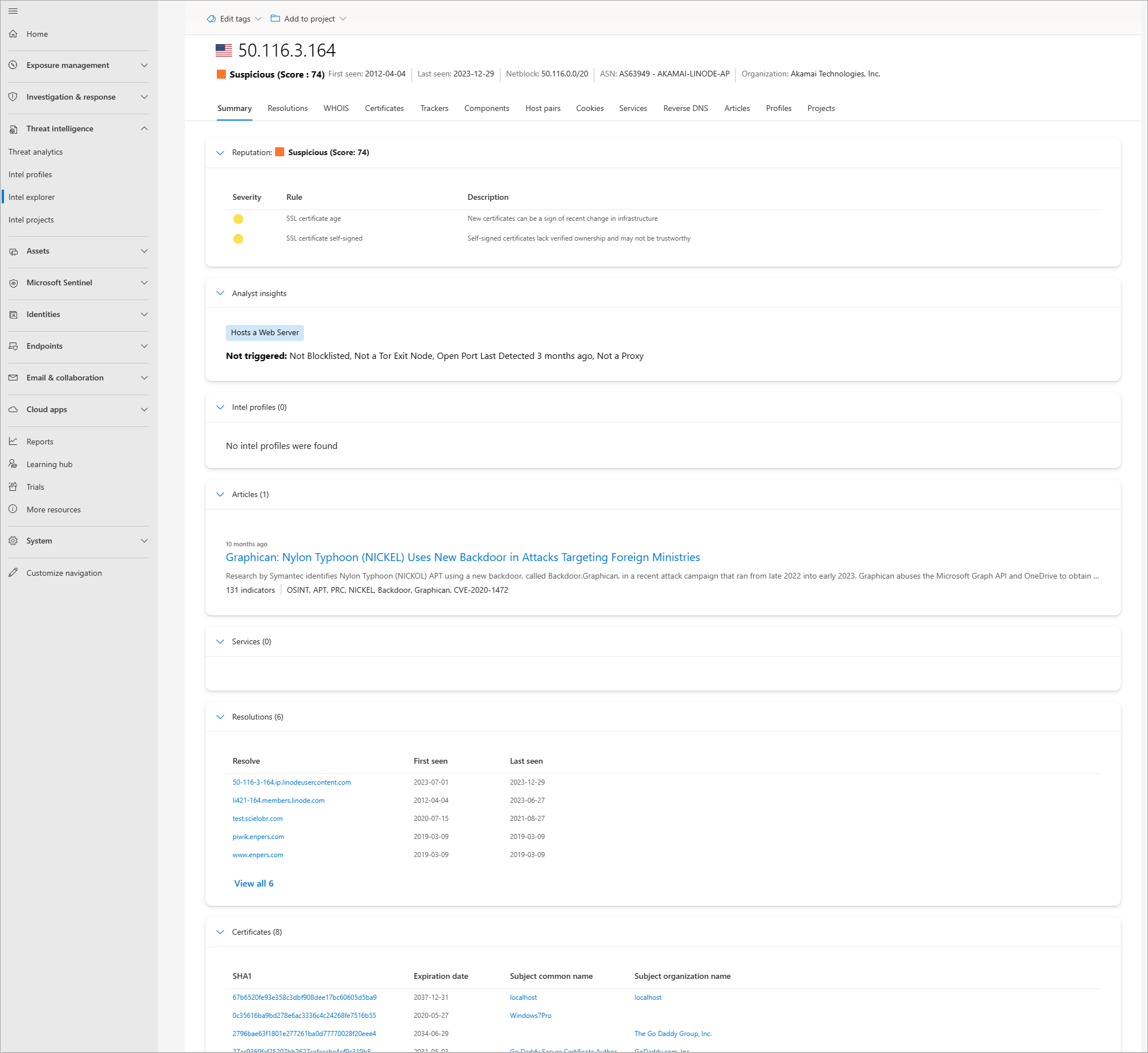 Tutorial Vulnerability Intel Ip Summary Tab.