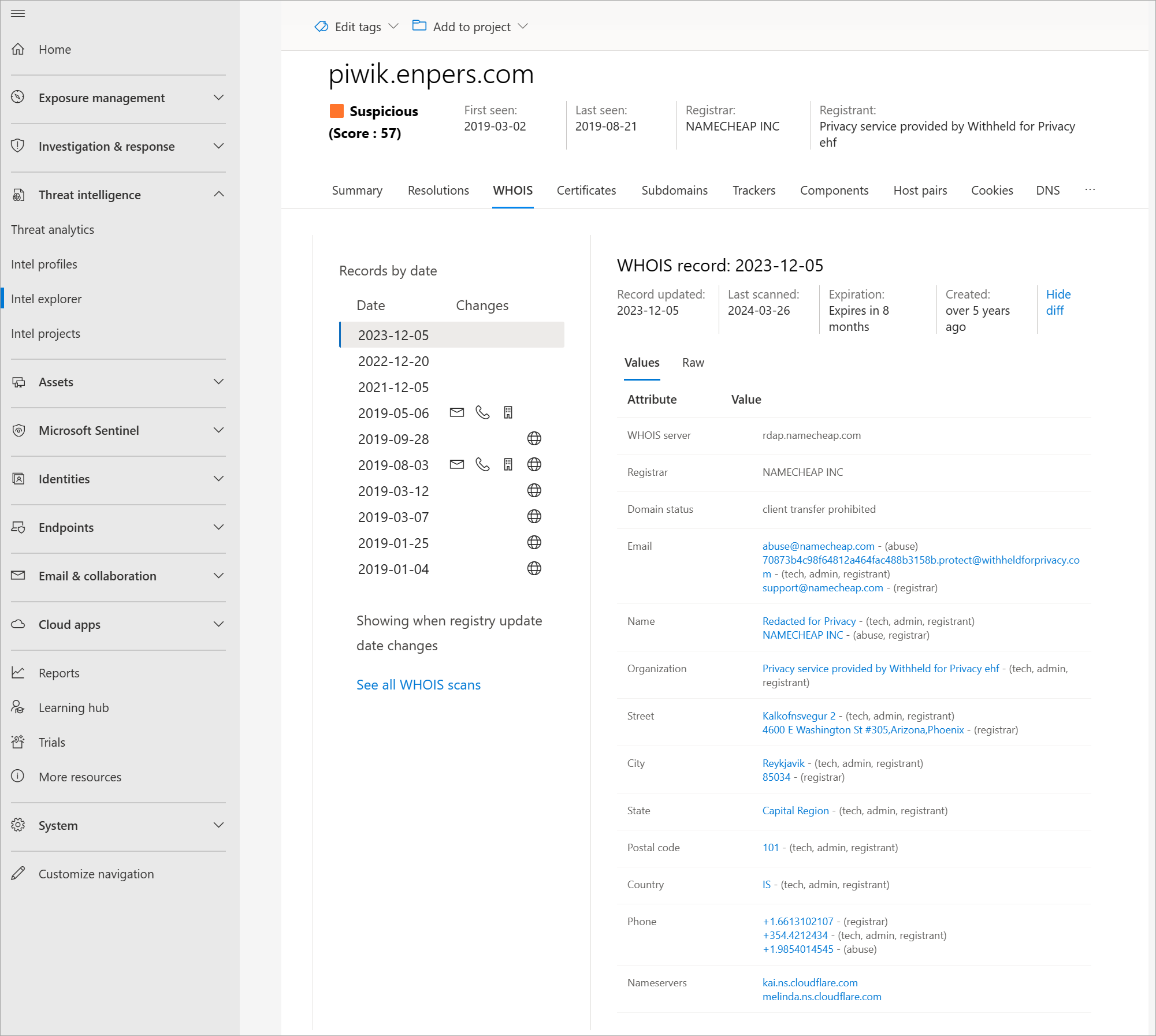 Tutorial vulnerability intelligence domain WHOIS review.