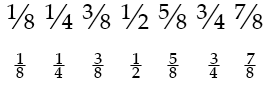 Text using OpenType slashed and stacked fractions Text using OpenType slashed and stacked fractions