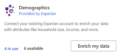 Experian tile in the enrichment overview page.