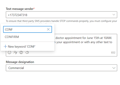 [Add SMS keywords screenshot Add SMS keywords screenshot