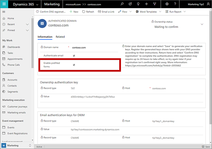 Enable prefilling on an authenticated domain Enable prefilling on an authenticated domain.