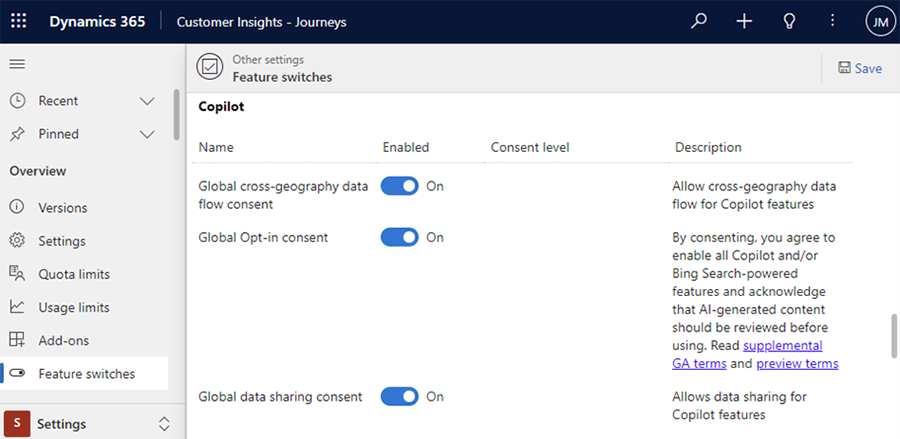 Enable/Disable copilot functionality Enable/Disable copilot functionality