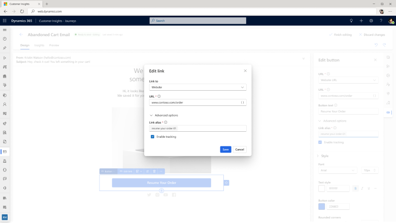 Editable email links with alias.