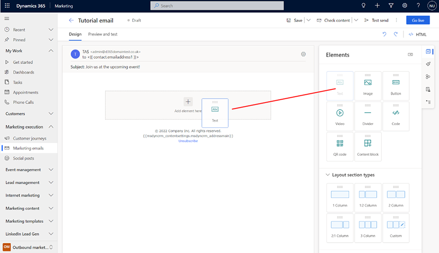 Add a text element Add a text element.