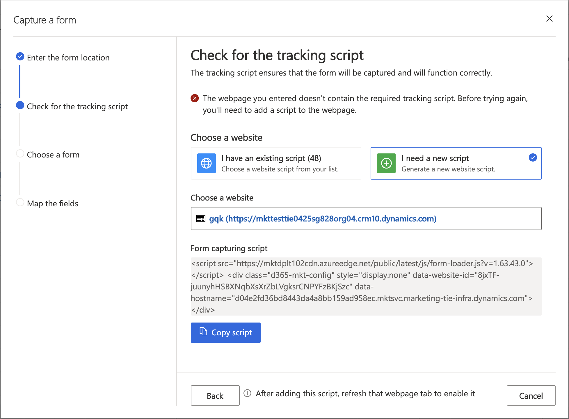 Copy the tracking script Copy the tracking script.