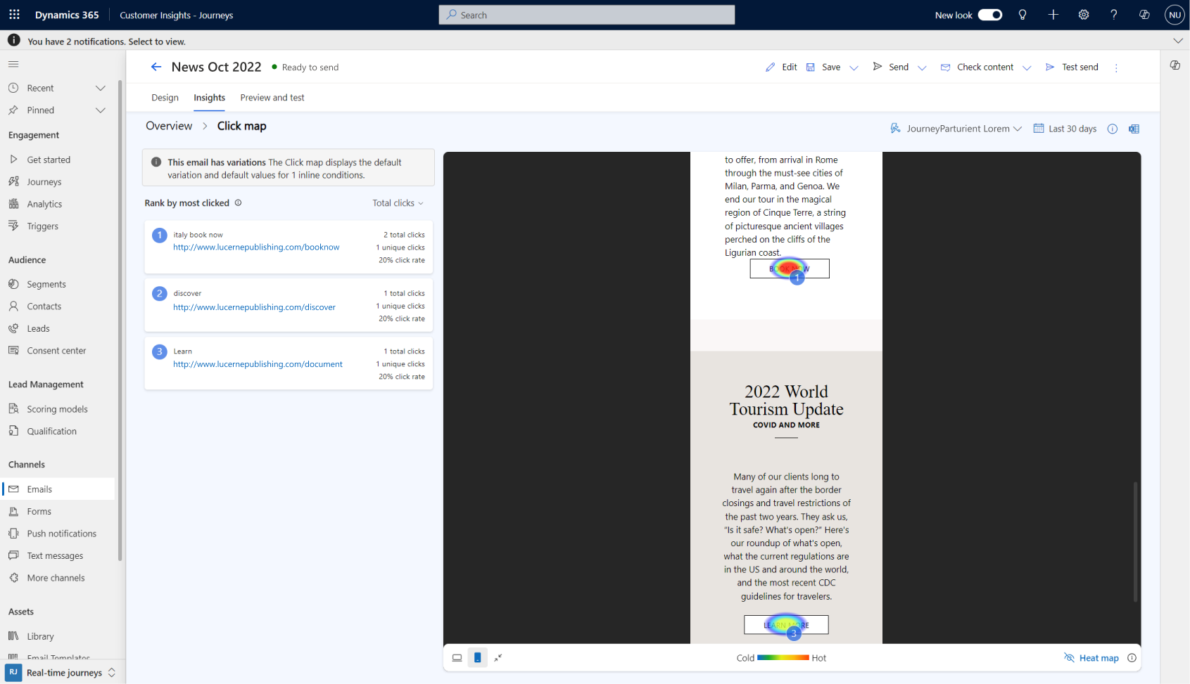 Get insights on email engagement with heatmap analytics.
