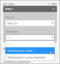 Conditions for a form-based trigger Conditions for a form-based trigger.