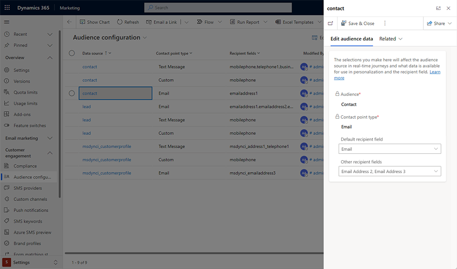 Audience configuration edit pane screenshot Audience configuration edit pane screenshot.