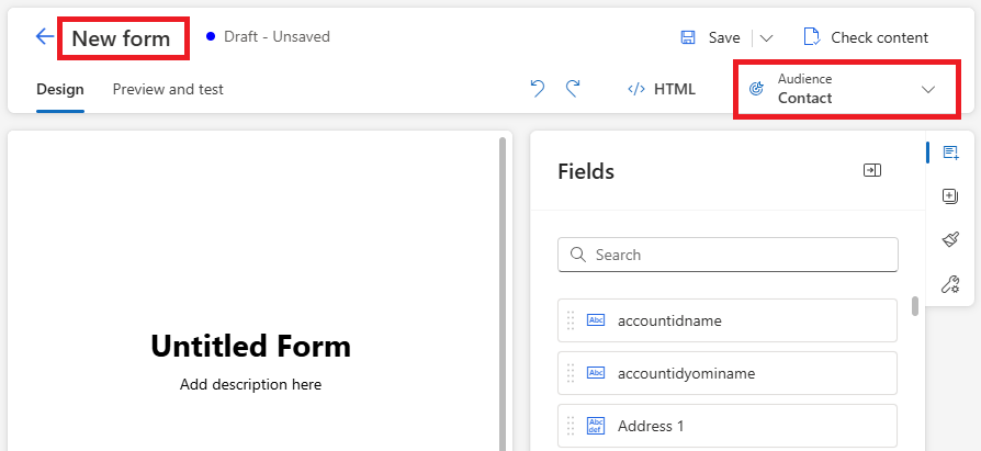 Select target audience for the form submission.