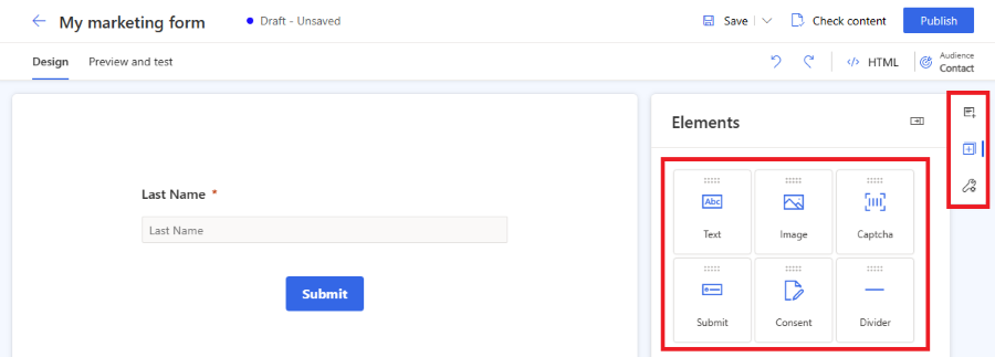 Add elements to the form.