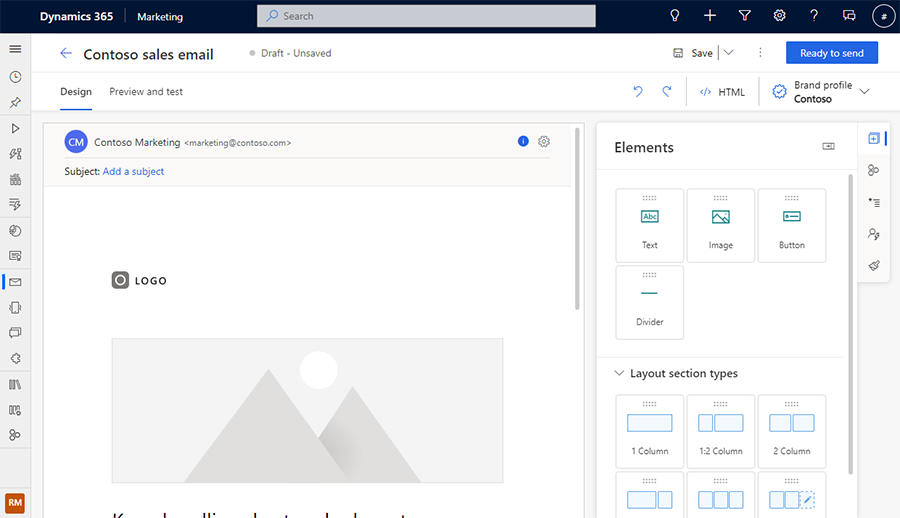 Screenshot of an email in Customer Insights - Journeys Screenshot of an email in Customer Insights - Journeys.