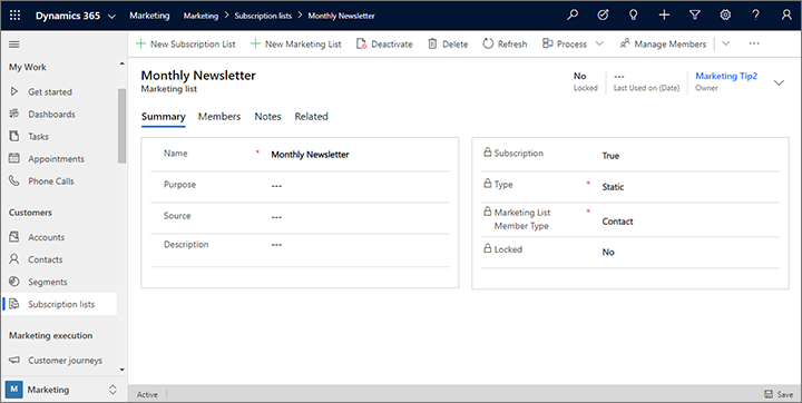 Create a subscription list Create a subscription list.