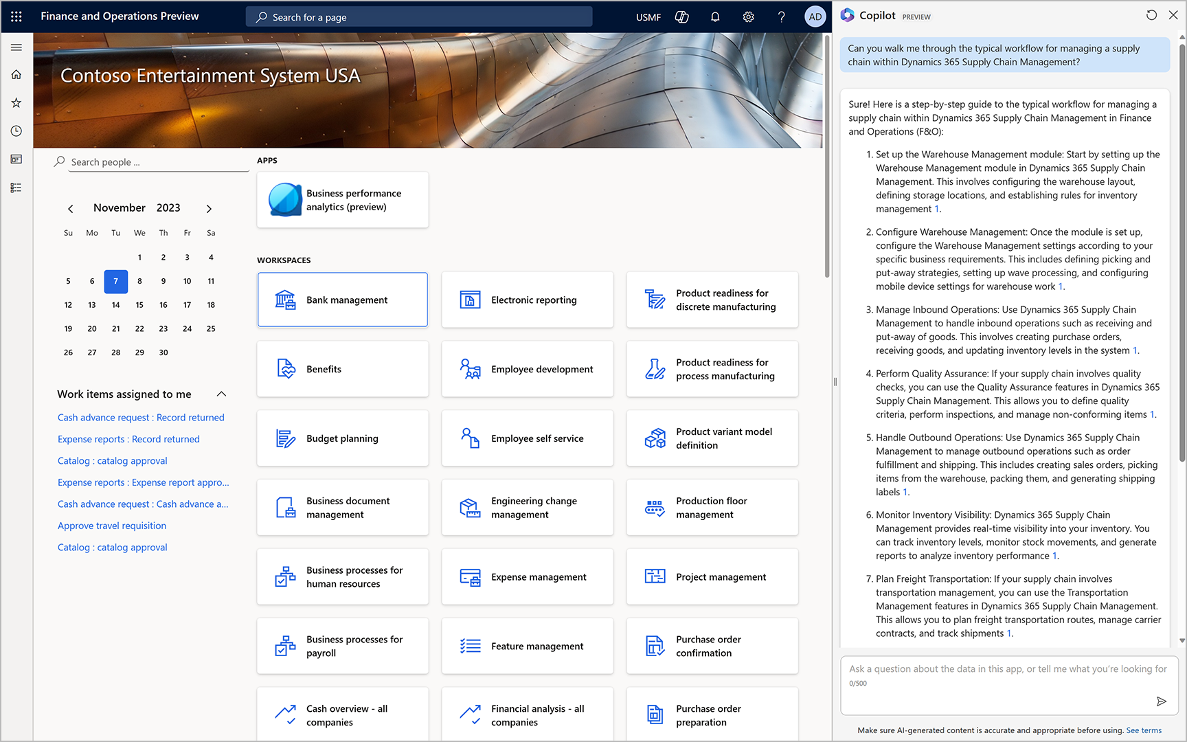 Screenshot of the Copilot help pane in the user experience.