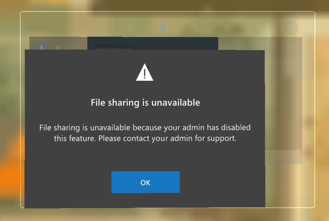 Screenshot of HoloLens app showing message that appears after button is selected Screenshot of HoloLens app showing message that appears after button is selected.