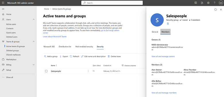 Shows security group creation pages in Microsoft 365 admin center Shows security group creation pages in Microsoft 365 admin center