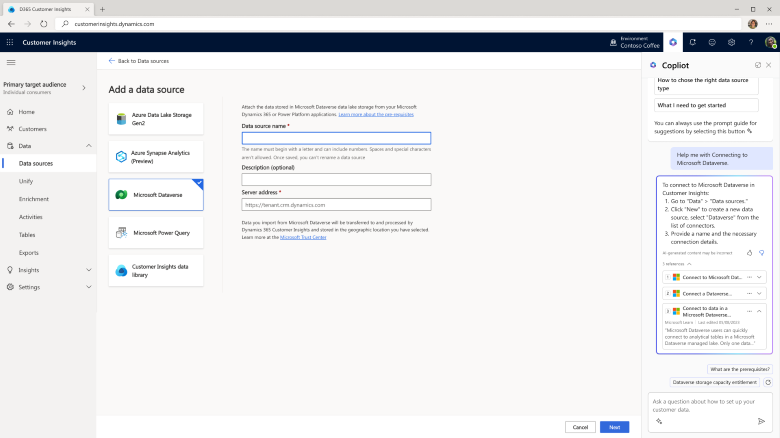 Copilot pane with task assistance and recommendations. Copilot pane with task assistance and recommendations.