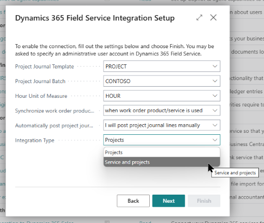 Field Service integration wizard Field Service integration wizard