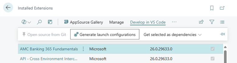 Generate launch config from Extension Management page Generate launch config from Extension Management page