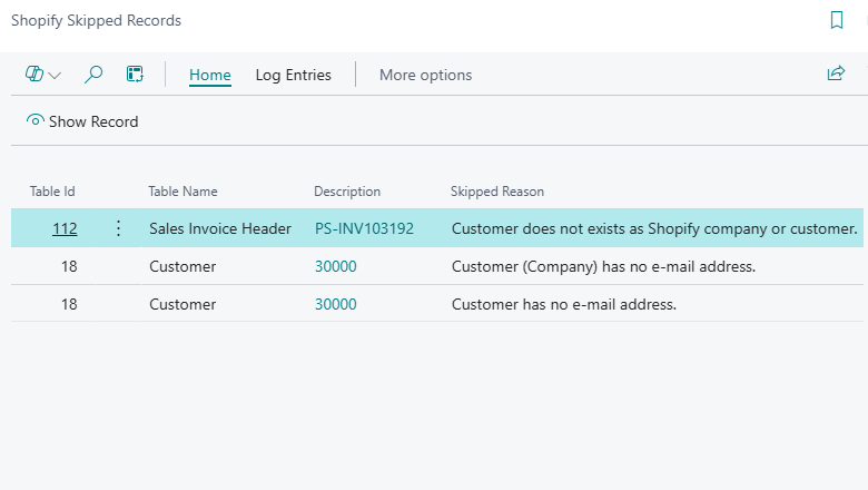 Shopify Skipped Records Shopify Skipped Records