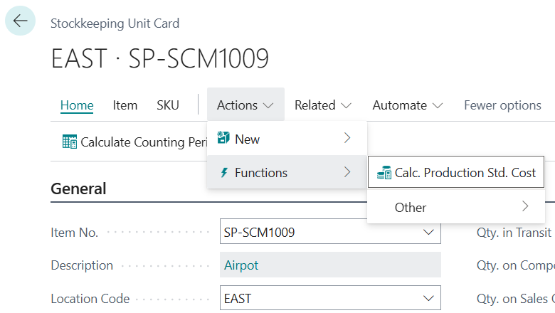 Stockkeeping Unit Card