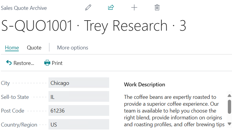 Work Description field Work Description field