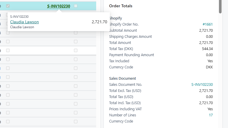 Order Total FactBox Order Total FactBox