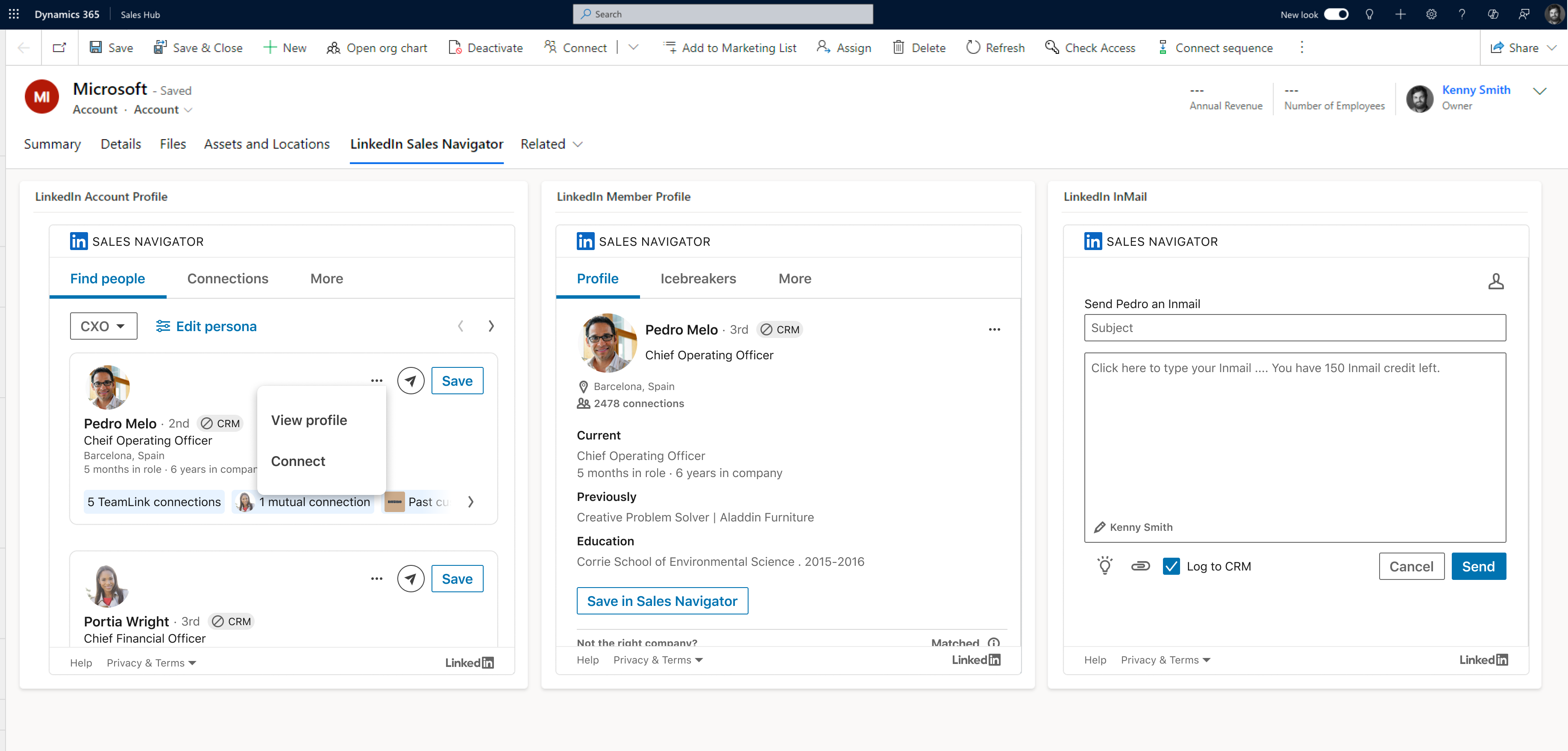 Screenshot of Find People section in the LinkedIn Sales Navigator control