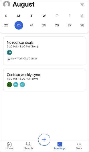 Date selection to view meetings Date selection to view meetings.