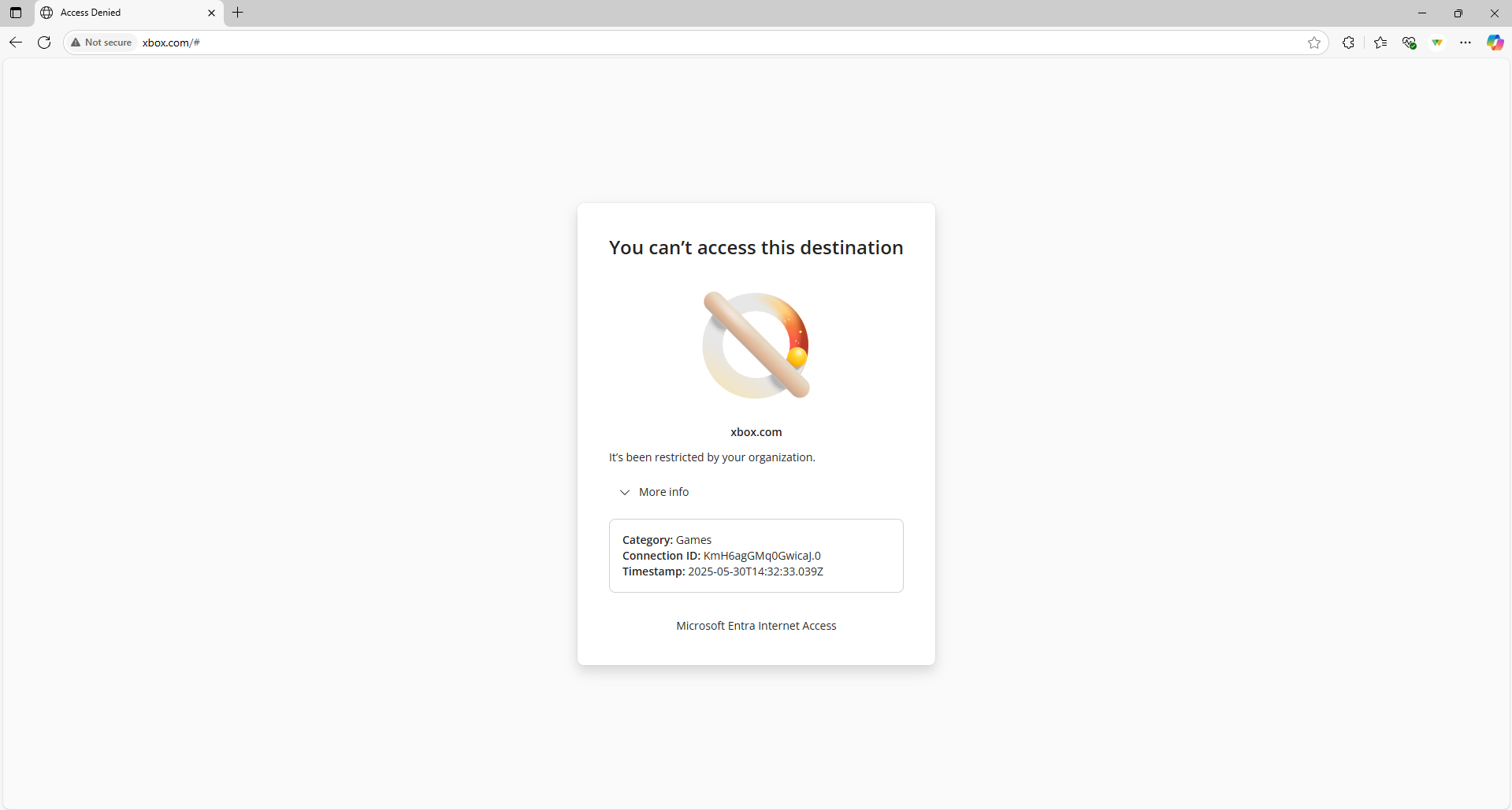 Screenshot showing a plaintext browser error for unencrypted or TLS inspected HTTP traffic.
