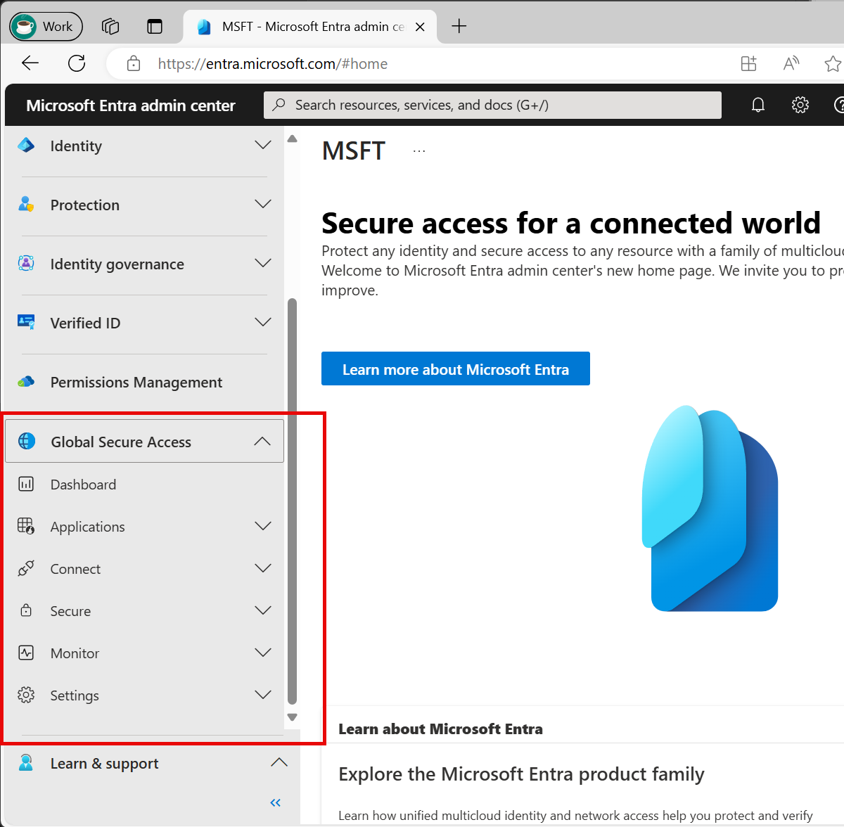 Screenshot of the Global Secure Access area of the Microsoft Entra admin center.