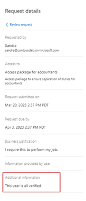 Screenshot of the approver screen.
