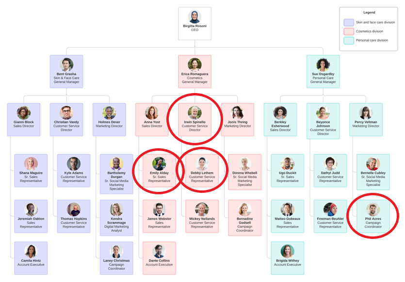 Screenshot of an org example chart for access reviews.