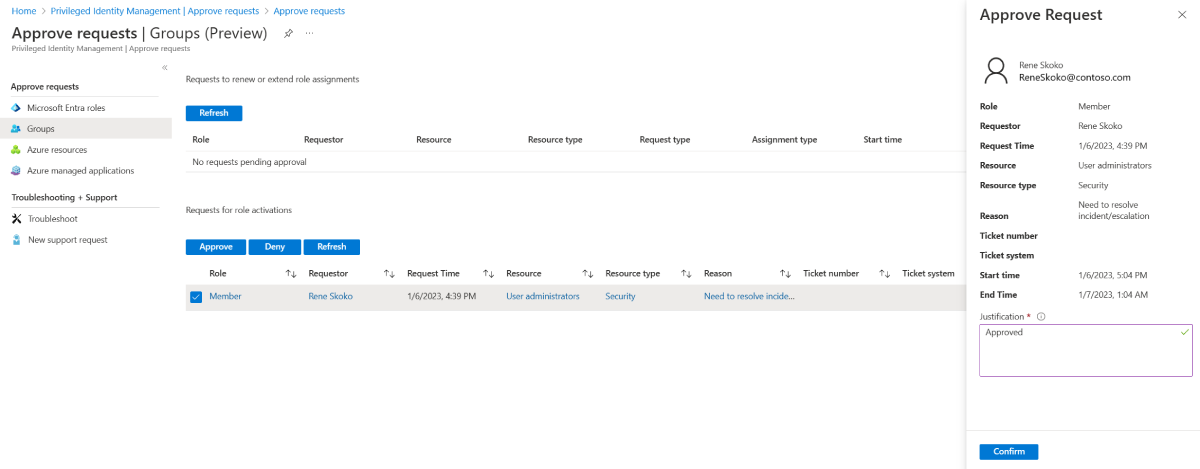 Screenshot that shows what an Azure notification generated by your approval looks like.