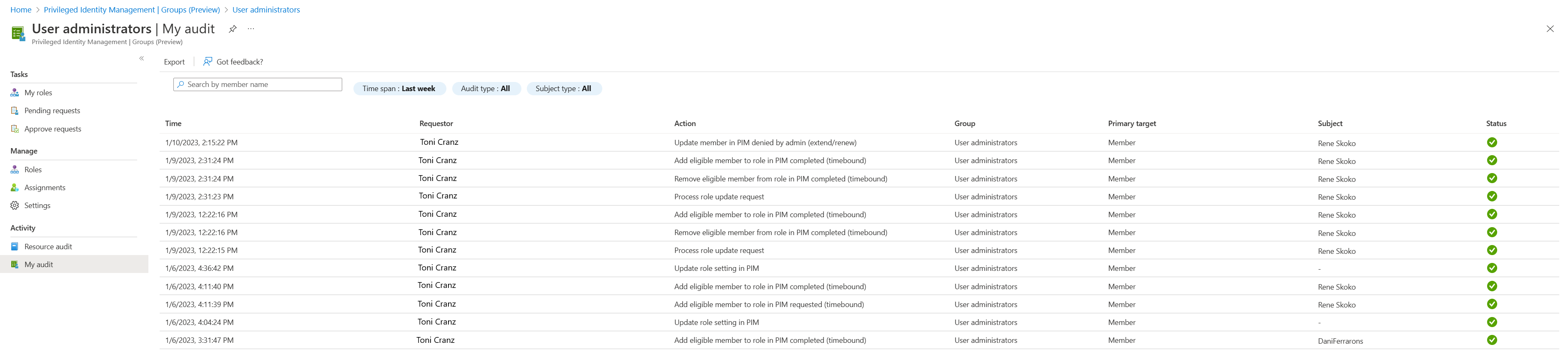Screenshot of where to select My audit.