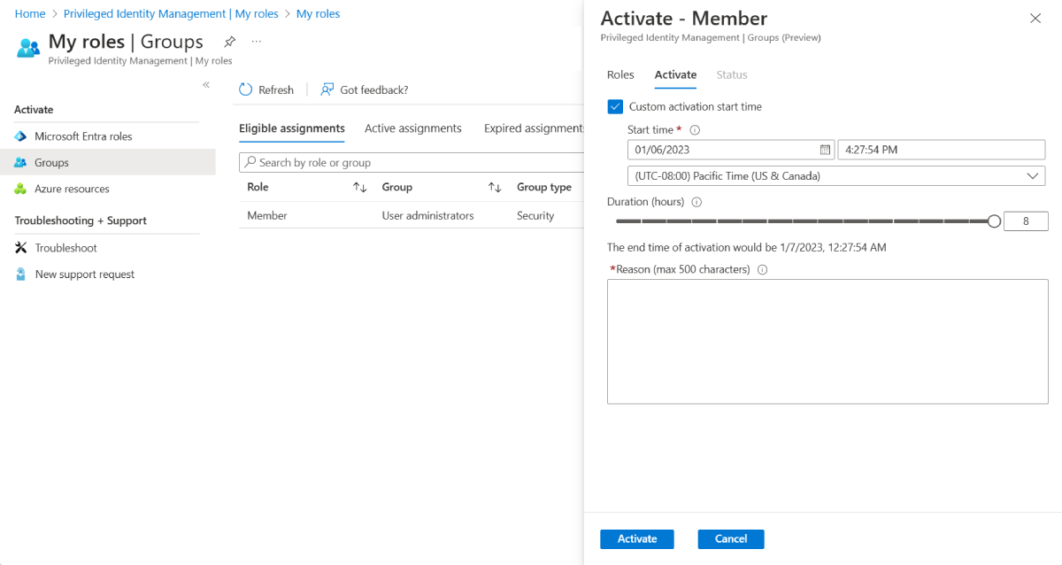 Screenshot of where to provide a justification in the Reason box.