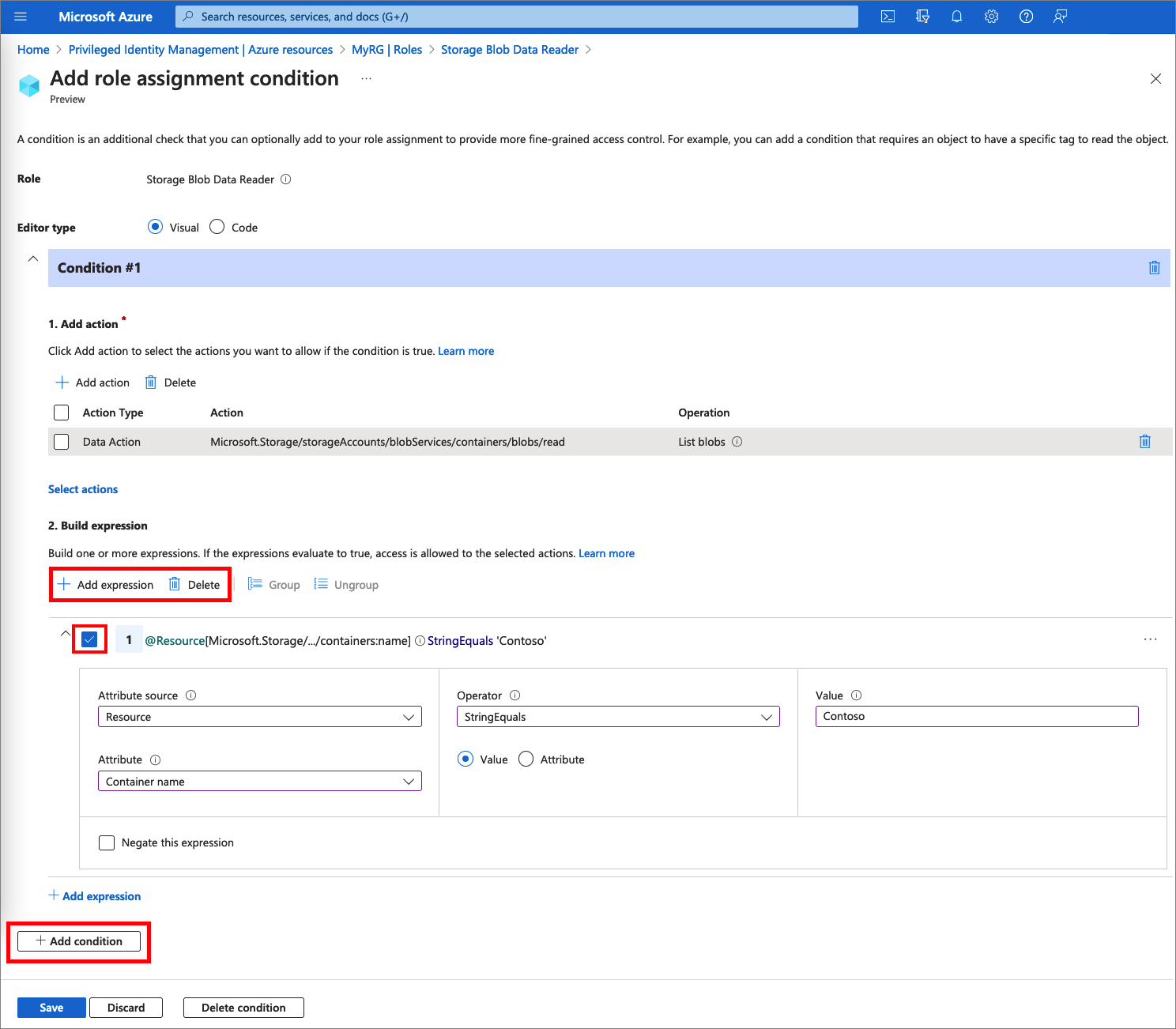 Screenshot that demonstrates how to update or remove attributes of a role assignment.