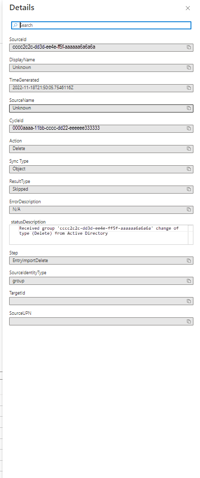 Screenshot of the details of an object.