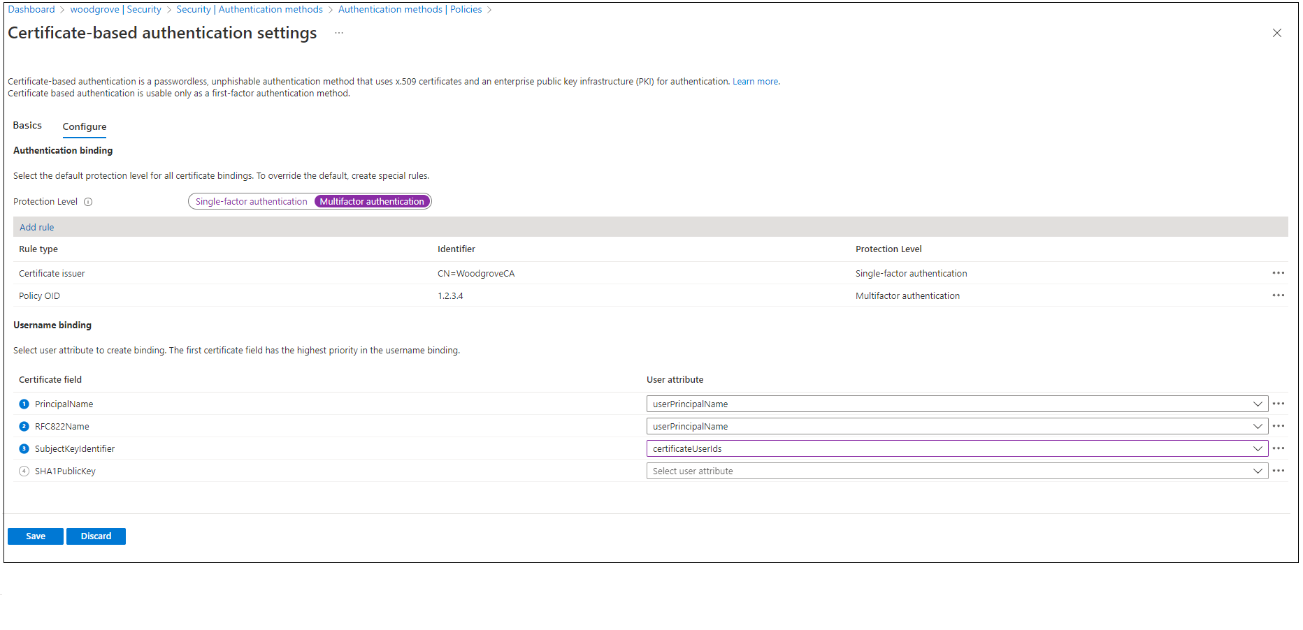 Screenshot that shows the final configuration.