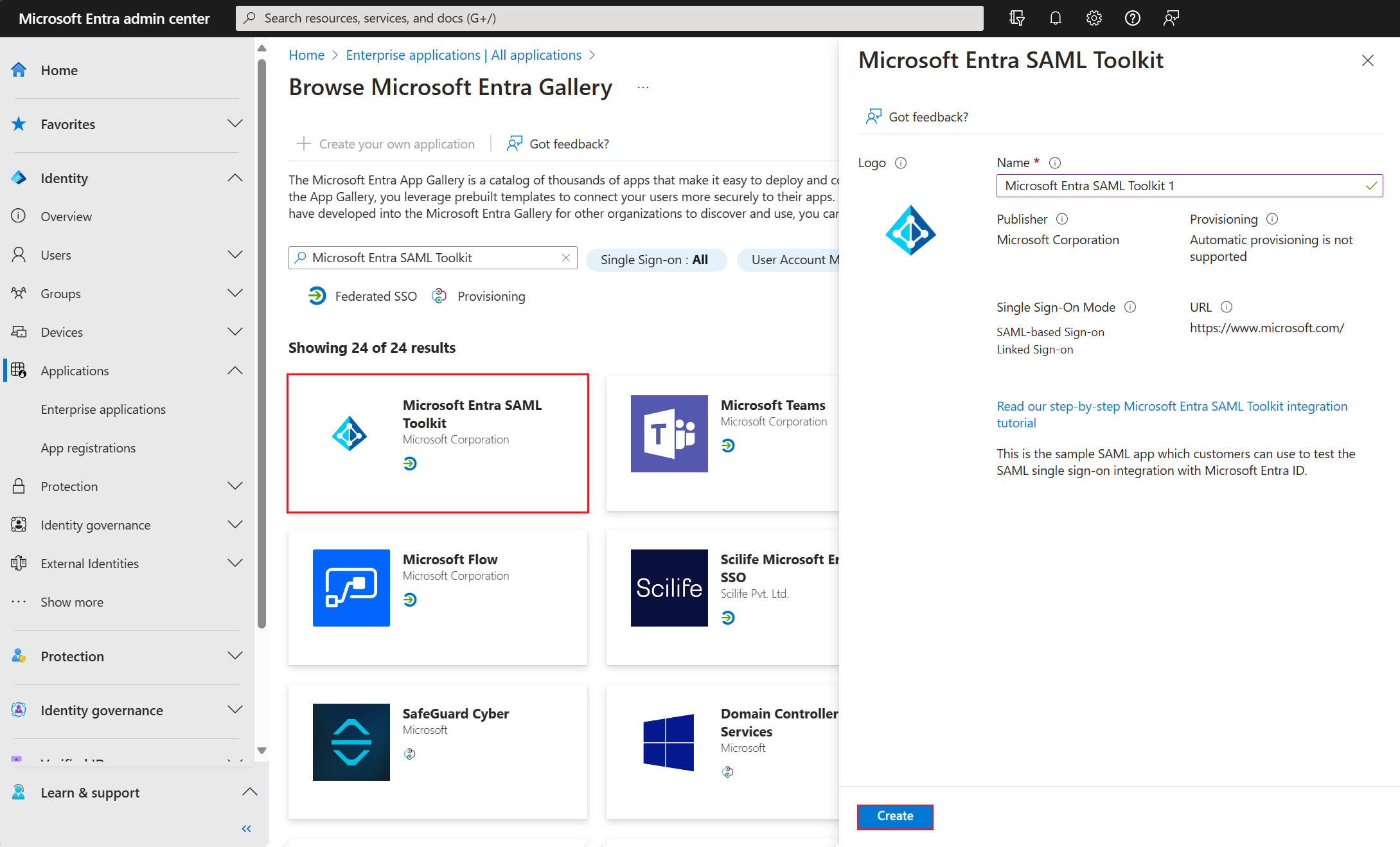 Browse in the enterprise application gallery for the application that you want to add.
