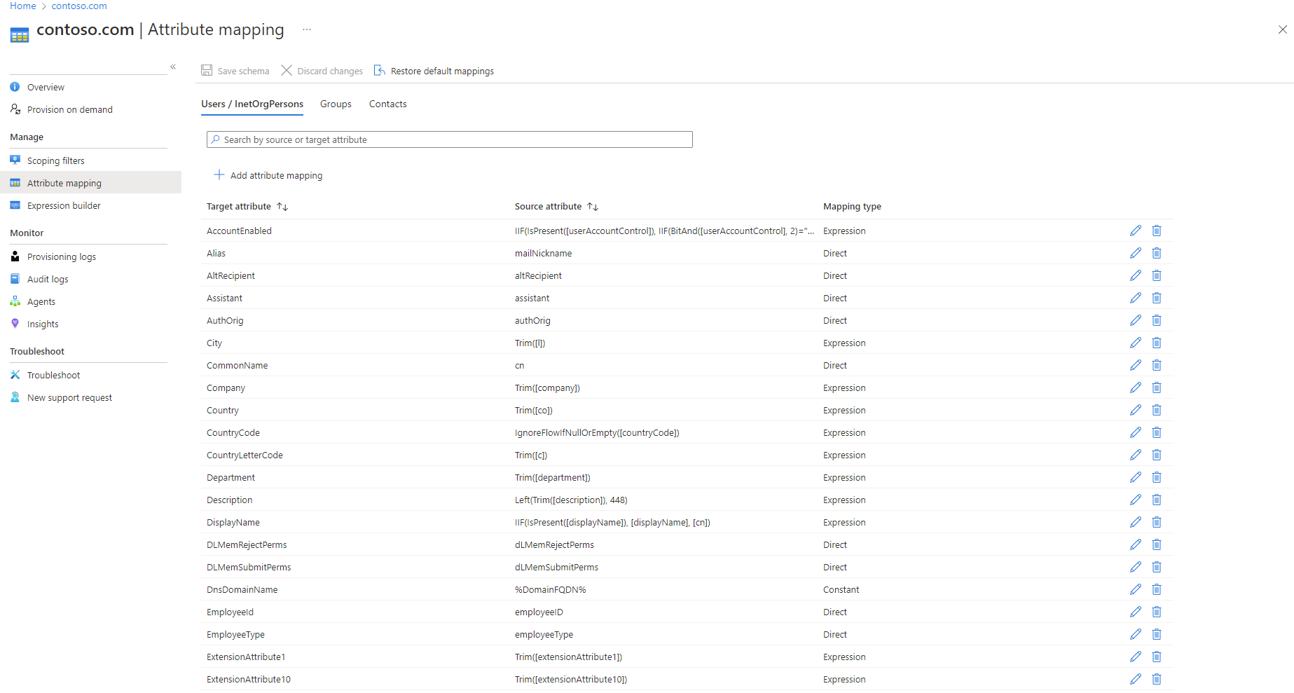 Screenshot of new UX screen attribute mapping.