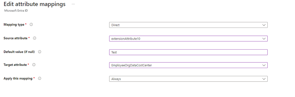 Screenshot of saving an attribute mapping.
